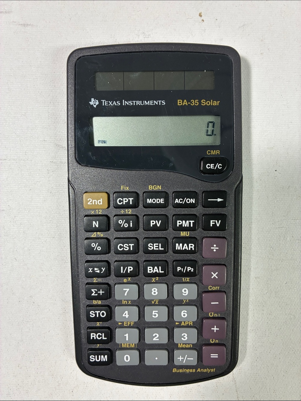 Texas Instruments BA-35 Solar Black Financial Calculator